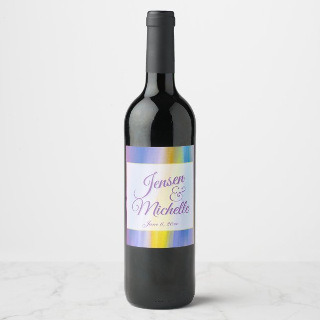 Violet and Golden Ray Abstract Wine Label (Front)