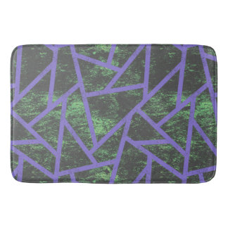 Violet and green mosaic pattern bath mat