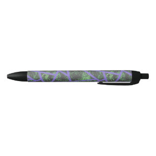 Violet and green mosaic pattern black ink pen