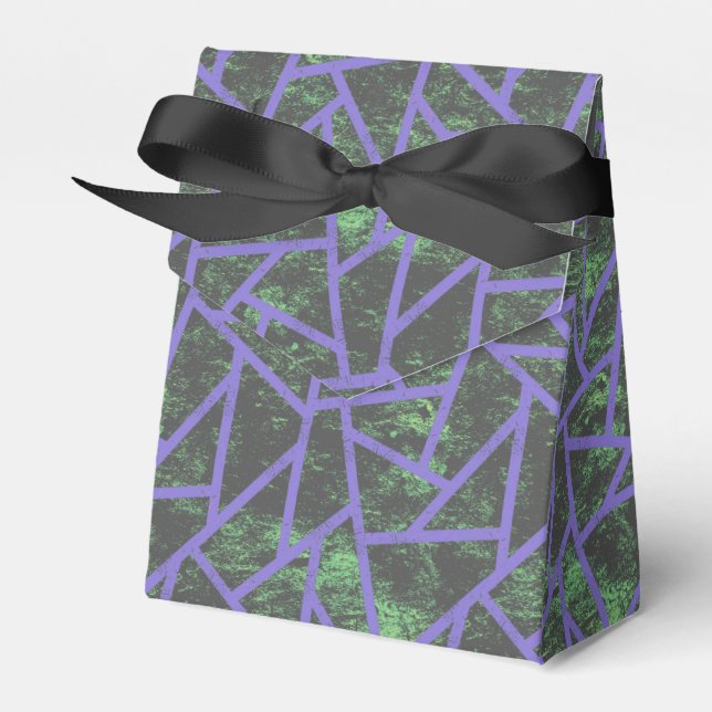 Violet and green mosaic pattern favour box (Front Side)