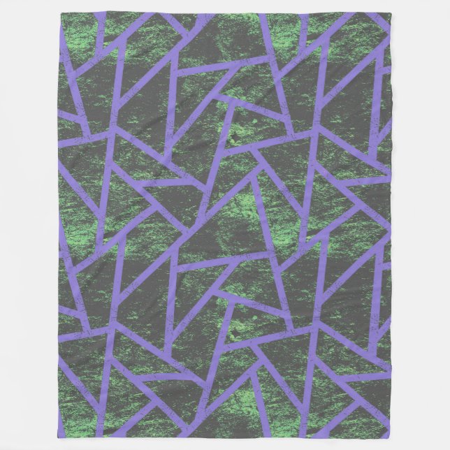 Violet and green mosaic pattern fleece blanket (Front)