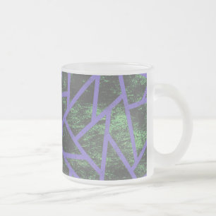 Violet and green mosaic pattern frosted glass coffee mug