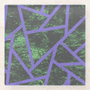 Violet and green mosaic pattern glass coaster
