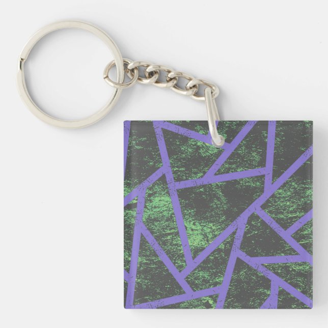 Violet and green mosaic pattern key ring (Front)