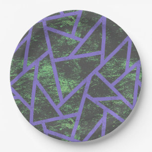 Violet and green mosaic pattern paper plate