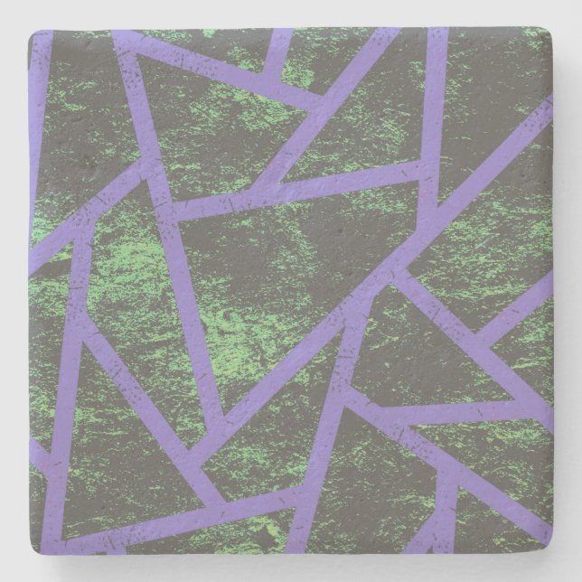 Violet and green mosaic pattern stone coaster (Front)