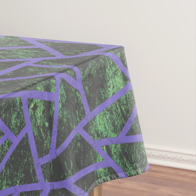 Violet and green mosaic pattern tablecloth (In Situ)