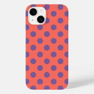 Violet and living coral polka dots  Case-Mate iPhone 14 case