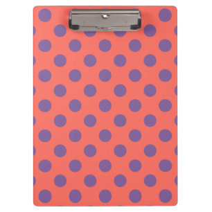 Violet and living coral polka dots clipboard