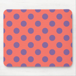 Violet and living coral polka dots mouse mat