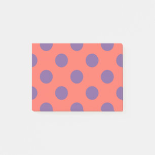 Violet and living coral polka dots post-it notes