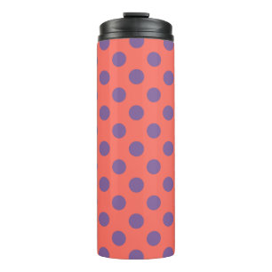 Violet and living coral polka dots thermal tumbler