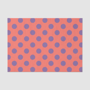 Violet and living coral polka dots tissue paper
