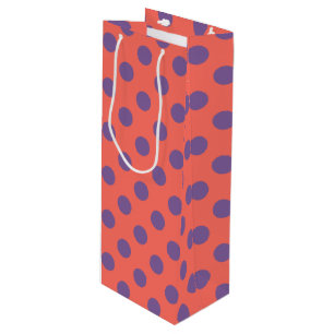 Violet and living coral polka dots wine gift bag