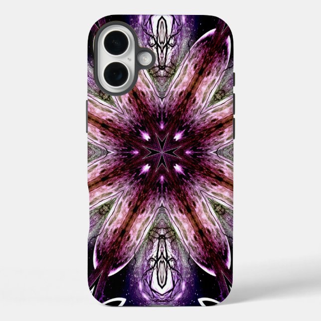 Violet and Magenta Cosmic Flower Kaleidoscope Case-Mate iPhone Case (Back)