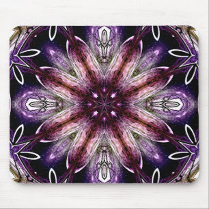 Violet and Magenta Cosmic Flower Kaleidoscope Mouse Mat