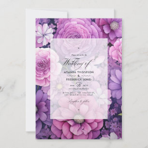 Violet and Pink Floral Wedding Invitation