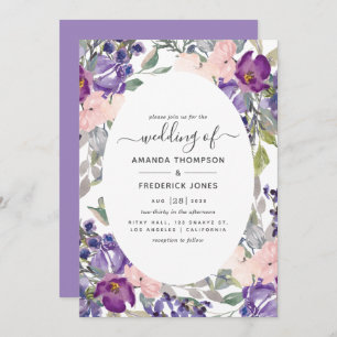 Violet and Plum Floral Wedding Invitation