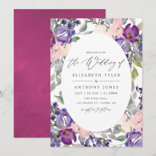 Violet and Plum Floral Wedding Invitation