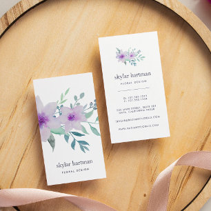 Violet and Sage Floral Vertical Business Card