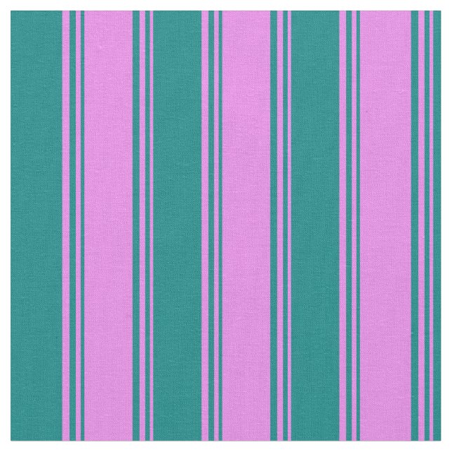 Violet and Teal Coloured Striped/Lined Pattern Fabric (Close Up)