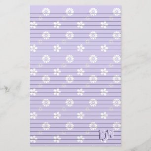 Violet and White Floral Stationery Paper Monogram