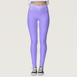 Violet and White Lace Mandala Yoga Leggings