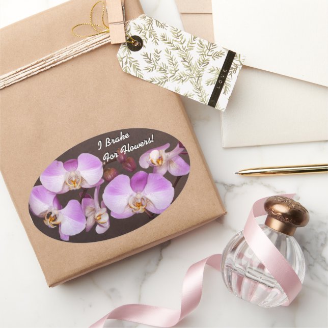 Violet and White Orchid Close Up Photograph Oval Sticker (Gifting)