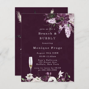 Violet and White Peonies Brunch & Bubbly Invites