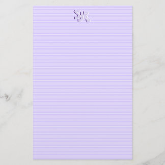Violet and White Striped Stationery Paper Monogram