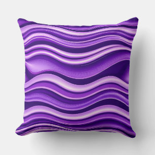 Violet and White Waves Pattern Modern Abstract Cushion