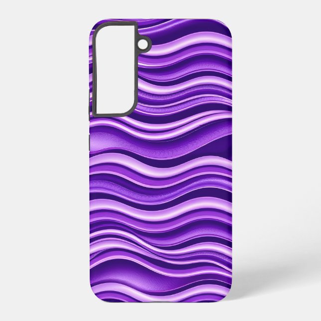 Violet and White Waves Pattern Modern Abstract  Samsung Galaxy S22+ Case (Back)
