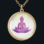 *~* Violet  AP33 Buddha Botanical Floral Lotus Gold Plated Necklace<br><div class="desc">(( search id AP33 for similar designs )) Simple and Minimal Abstract Boho Zen Watercolor soft with GOLD areas. There are options in shape and metal plating colours in Silver Plate and Gold Plate. * Energetically Enhanced Bohemian Botanical Garland / Bouquet Floral / Flowers Pastel Modern Popular softly Colourful Zen...</div>