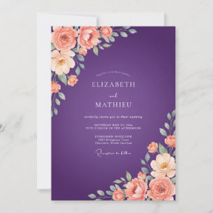 Violet Apricot Painted Wedding Invitation