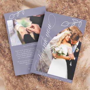 Violet Arch Botanical Leaf Wedding Thank You Card