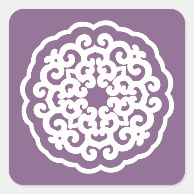 Violet Asian Moods Mandalla Square Sticker (Front)