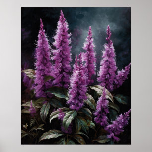 Violet Astilbe Flowers Art Print Poster