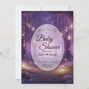 Violet at Midnight Enchanted Forest Baby Shower Invitation