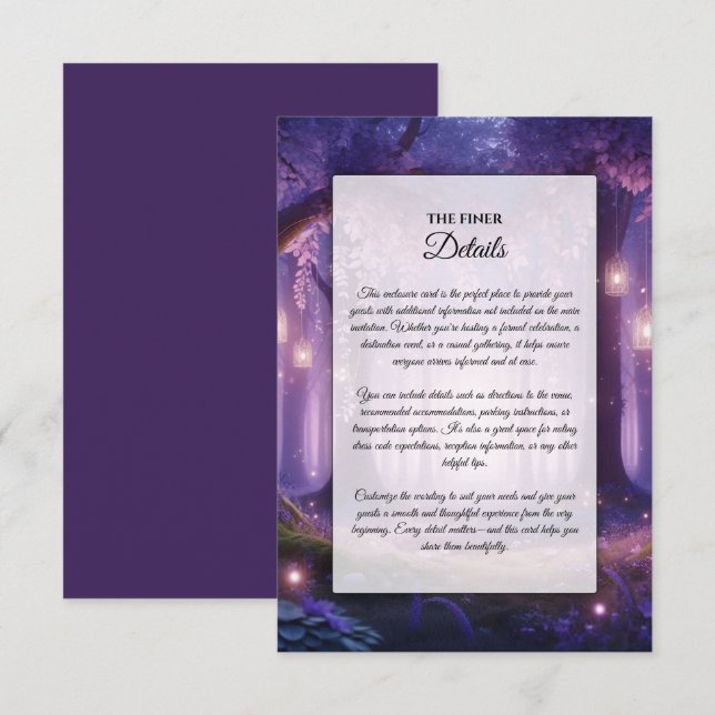 Violet at Midnight Enchanted Forest Enclosure Card (Front/Back)
