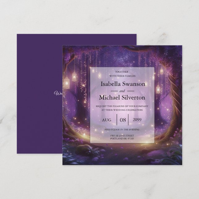 Violet at Midnight Enchanted Forest Wedding Invitation (Front/Back)