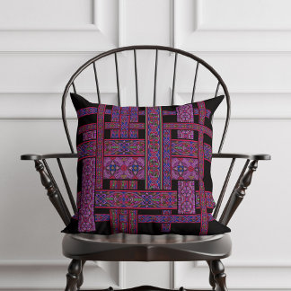 Violet Aurora Stained Glass Throw Pillow