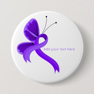 Violet Awareness Ribbon Butterfly Button