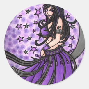 Violet Belly Dancer Classic Round Sticker