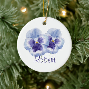 Violet Birth Month Flower FEBRUARY Name & Year Ceramic Tree Decoration