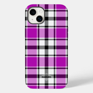 Violet, Black and White Plaid Iphone Case HAMbWG