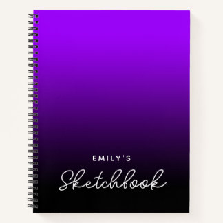 Violet Black Ombre Personalised Sketchbook Notebook