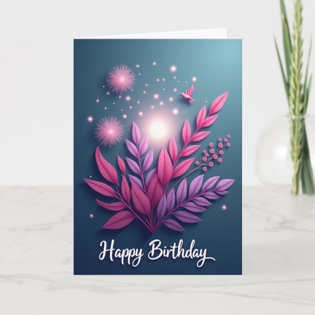 Violet Bloom Birthday Card (Front)