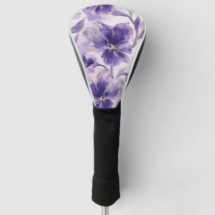 Violet Blooms Watercolor Purple Flowers Painted Golf Head Cover