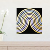 Violet Blue Abstract Wave Lines Art Pattern Gold
