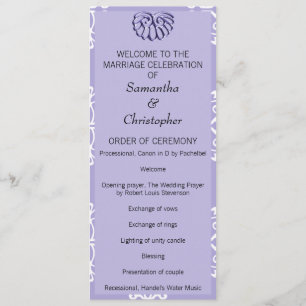 Violet Blue Damask Wedding Program Programme